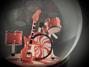white stripes custom snow globes