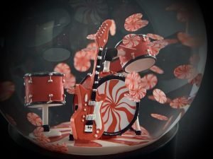 white stripes custom snow globes