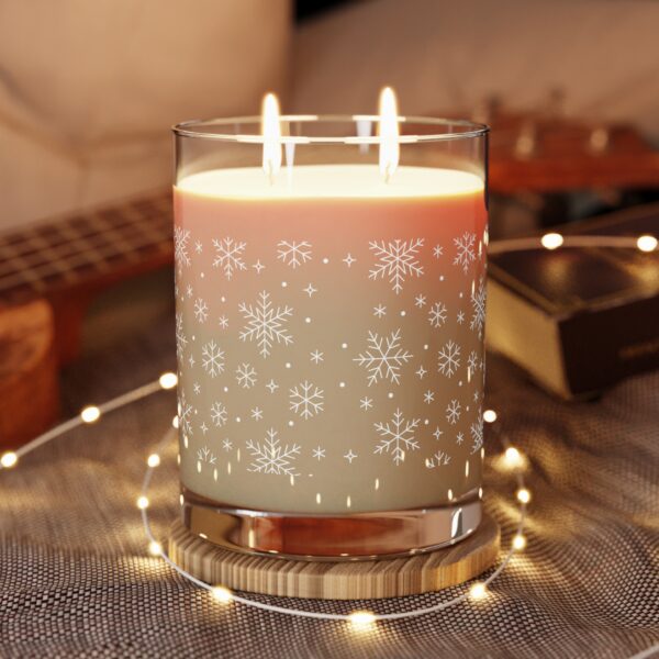 Scented Snow Flake Candle - Full Glass, 11oz (White Flakes)